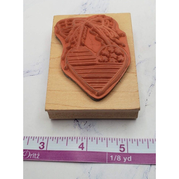Patriotic American Flag Heart Plaque Imaginations USA Wood Mounted Rubber Stamp - Picture 2 of 7